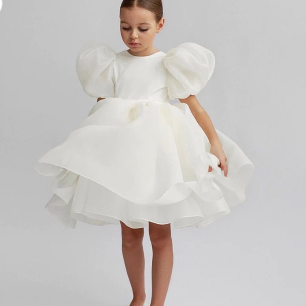 Elegant White Kids Formal Dress